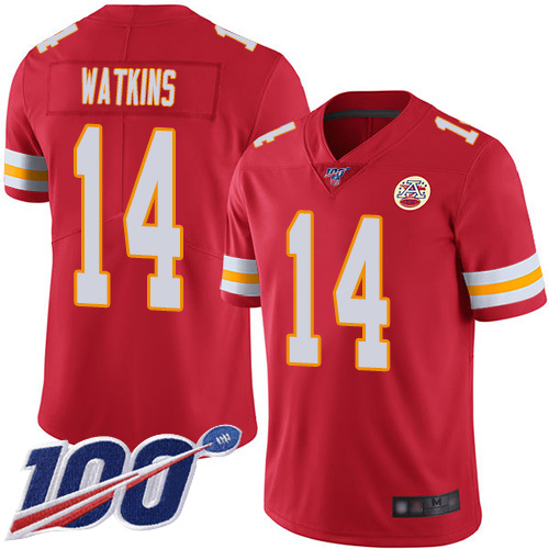 Men Kansas City Chiefs #14 Watkins Sammy Red Team Color Vapor Untouchable Limited Player 100th Season Football Nike NFL Jersey->kansas city chiefs->NFL Jersey